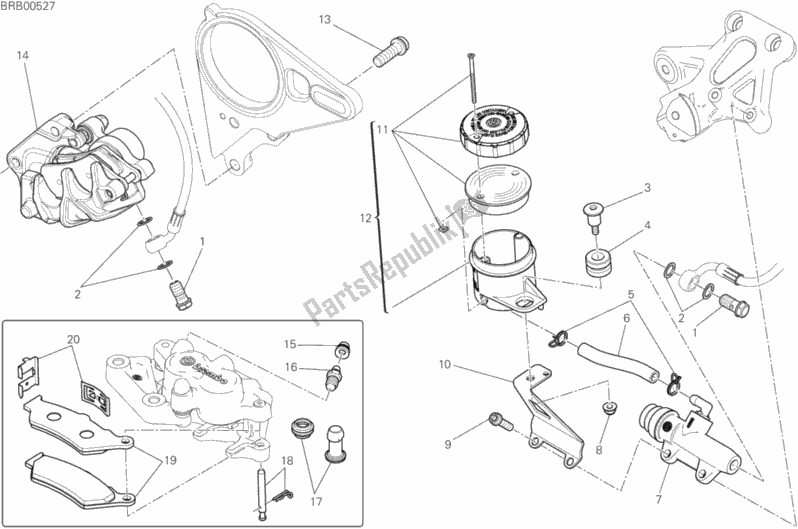 All parts for the Rear Brake System of the Ducati Diavel Xdiavel Thailand 1260 2018